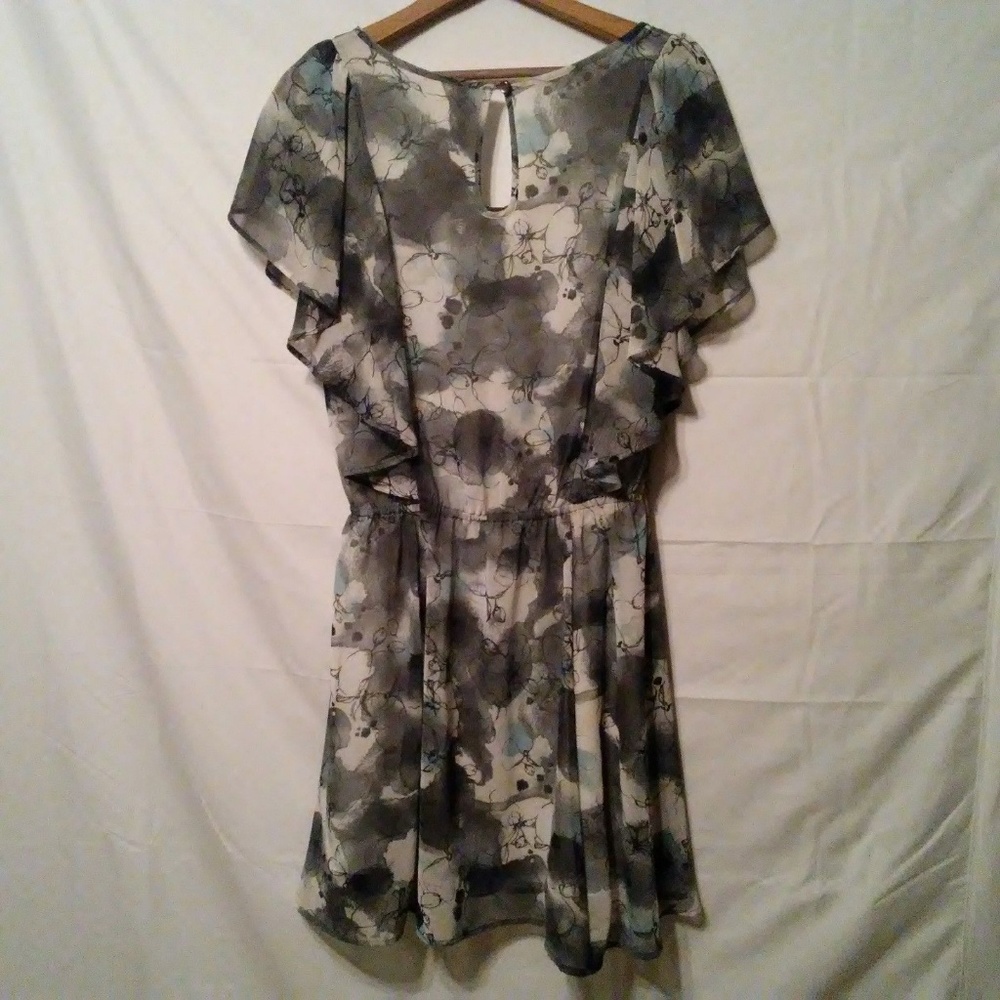Floral Semi Sheer Fully Lined Belted Shift Dress - Picture 7 of 9